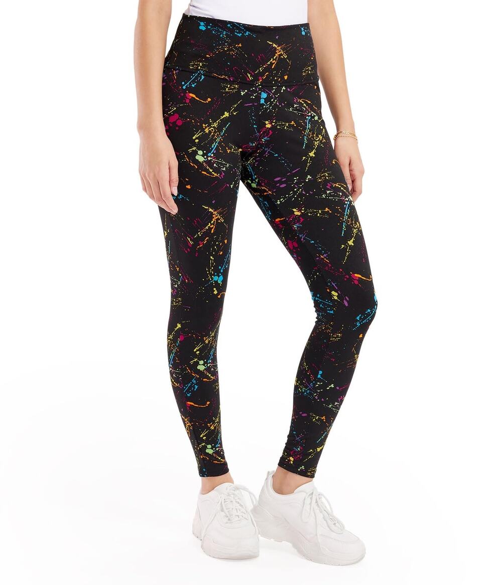 New Tipsy Elves Black Neon Splatted High Waisted Leggings Women's Size XS